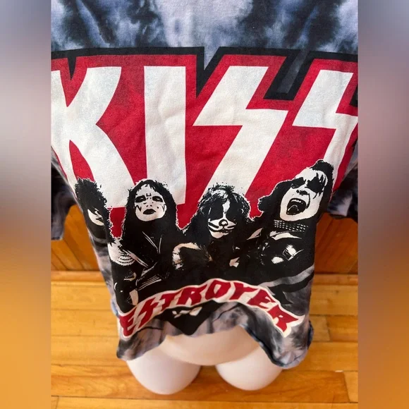 Liquid Blue Black and Red KISS Destroyer Band Tee Shirt - Picture 3 of 5